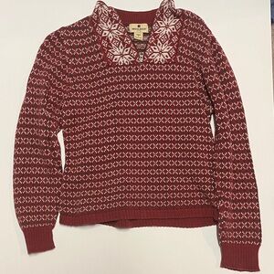 Woolrich Burgundy and White Women's Cowl Sweater